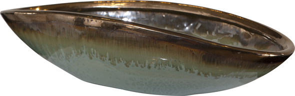 white medium vase Uttermost Decorative Bowls & Trays Earthenware Bowl Is Finished In A Calming Mint Green Glaze With Aqua Blue Details And Accented By A Ombre Style Chocolate Brown Glaze On The Rim.