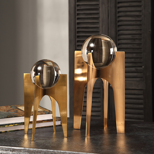 home goods oval mirrors Uttermost Crystal Spheres main Crystal Spheres Elevated On Stainless Steel Bases Finished In A Brushed, Plated Copper Bronze.