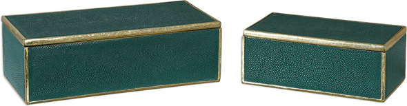 shower shadow box Uttermost Decorative Boxes Emerald Green Boxes With Bright Gold Leaf Trim And Removable Lids.