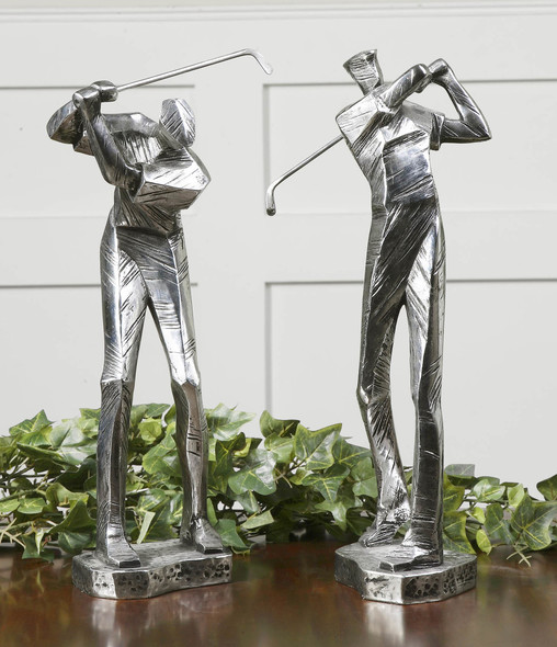 large garden ornaments Uttermost Figurines & Sculptures Metallic Silver With A Matte Black Glaze. NA