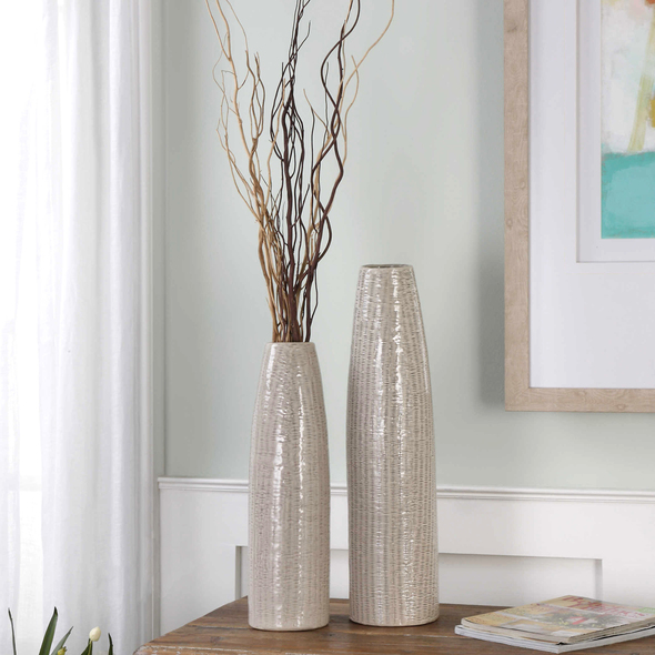 large glass bowl vase Uttermost Vases Urns & Finials Textured, Ceramic Vases Feature A Pale Taupe Glaze With Darker Brown Undertones. Due To The Nature Of Fired Glazes On Ceramic, Finishes Will Vary Slightly.