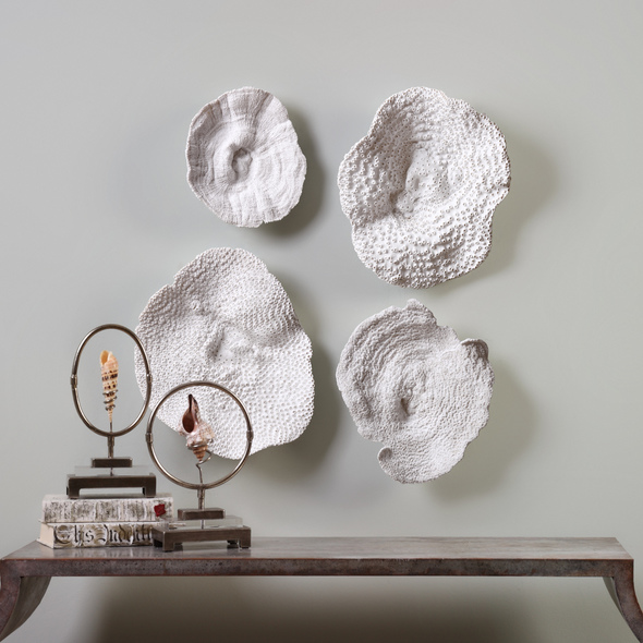 wall line art Uttermost Sea Coral Wall Art Heavily Textured To Mimic Live Sea Coral, Finished In Antique White. Can Also Be Displayed As Tabletop Accessories.