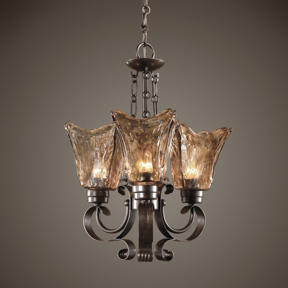 small chandelier pendant light Uttermost Chandeliers Oil Rubbed Bronze With Toffee Art Glass Shades. Carolyn Kinder