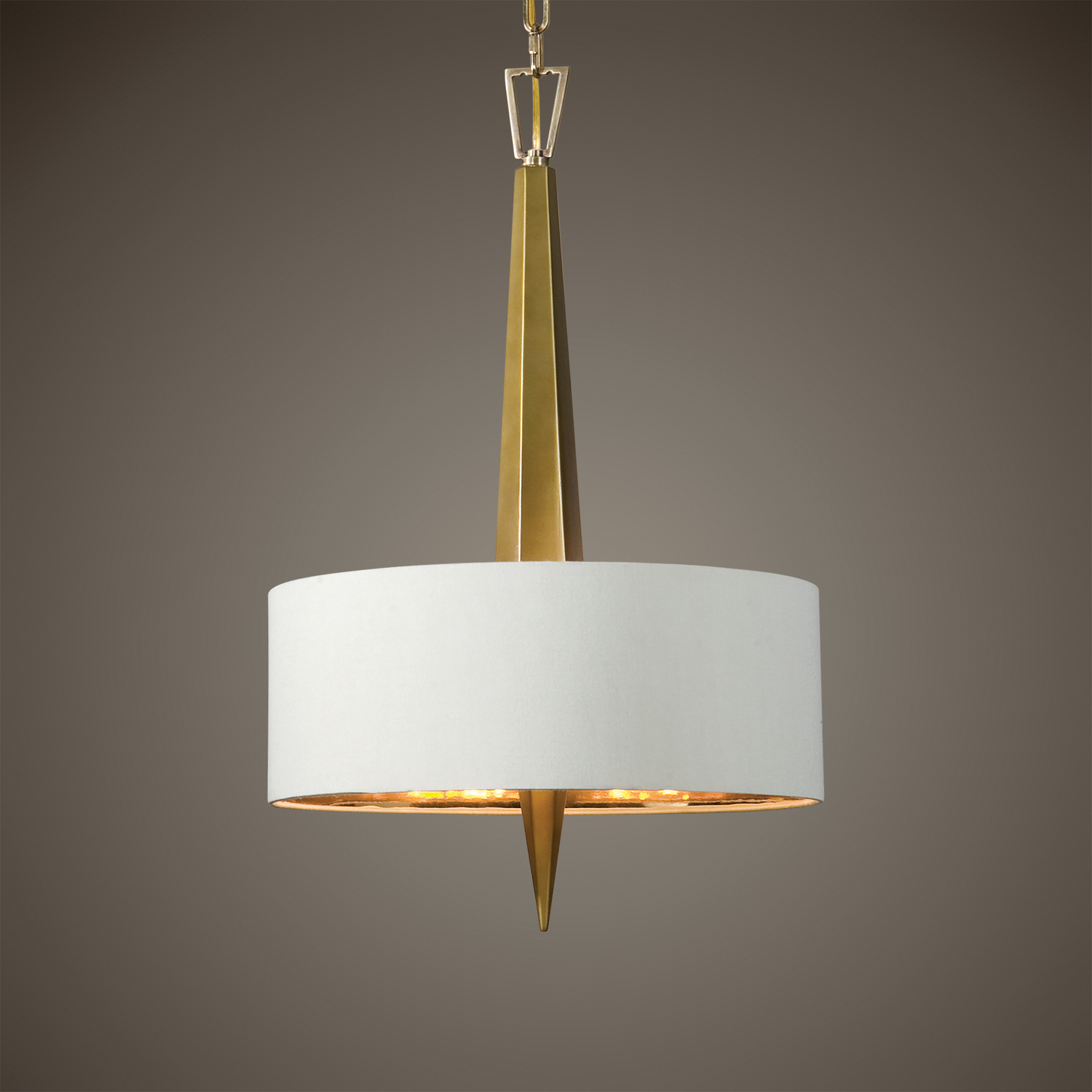 ceiling glass light shades Uttermost Chandeliers Warm Gold Finished Ceramic With Beige Linen Shade.