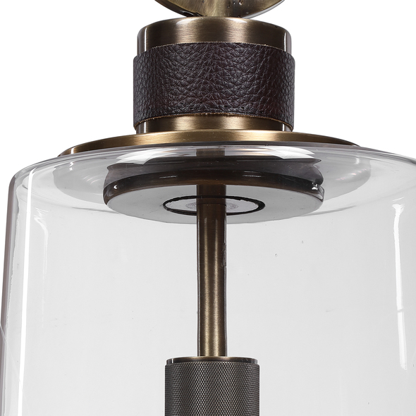 glass and black pendant lights Uttermost Mini Pendant Antique Brass