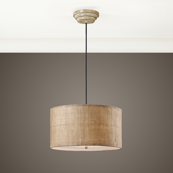 hanging rattan pendant light Uttermost Drum Pendants Antiqued Burlap Weave Paired With A White Inner Liner And A Frosted Glass Diffuser. NA