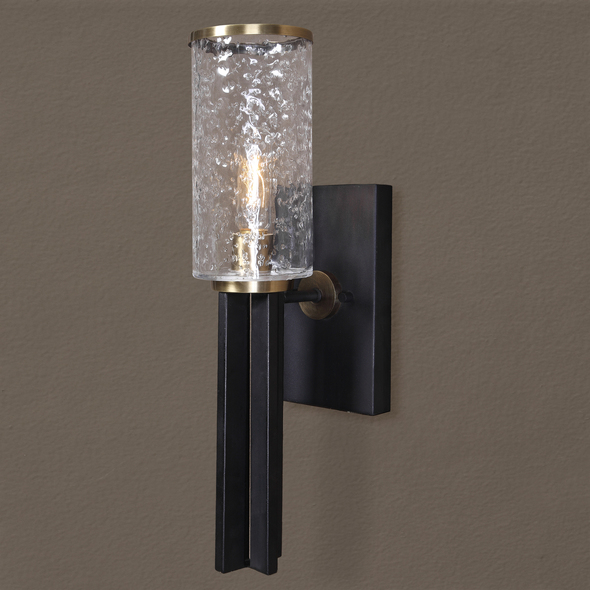 outdoor wall accent lighting Uttermost Sconce Black & Antique Brass