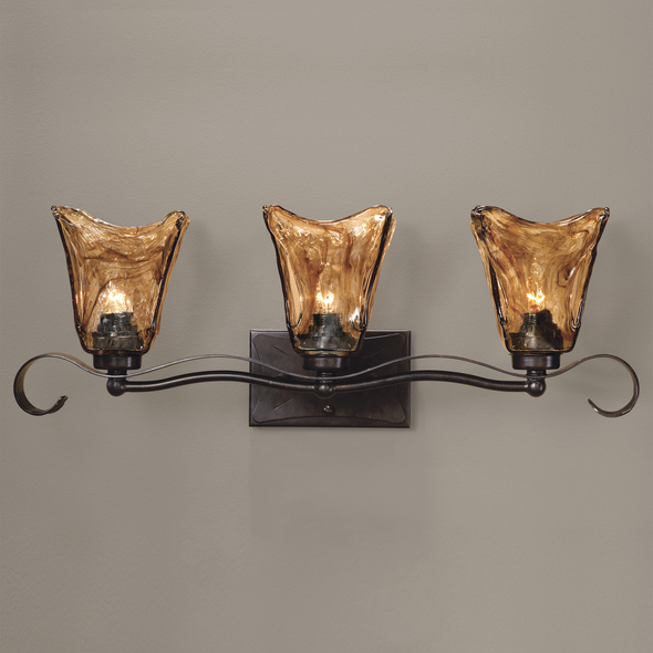 bathroom light fixtures double sink Uttermost Sconce / Vanity Lights Oil Rubbed Bronze With Toffee Art Glass Shades. Carolyn Kinder