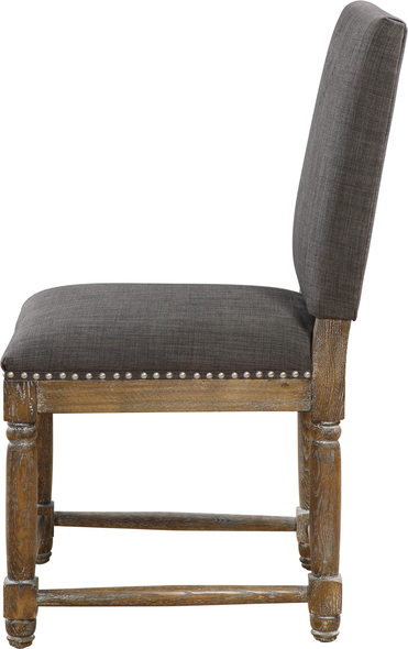 living room leather accent chairs Uttermost  Accent Chairs & Armchairs Weathered Gray Hardwood Base, Paired With Woven Polyester Seat And Back In Asphalt With Antique Brass Accent Nails.