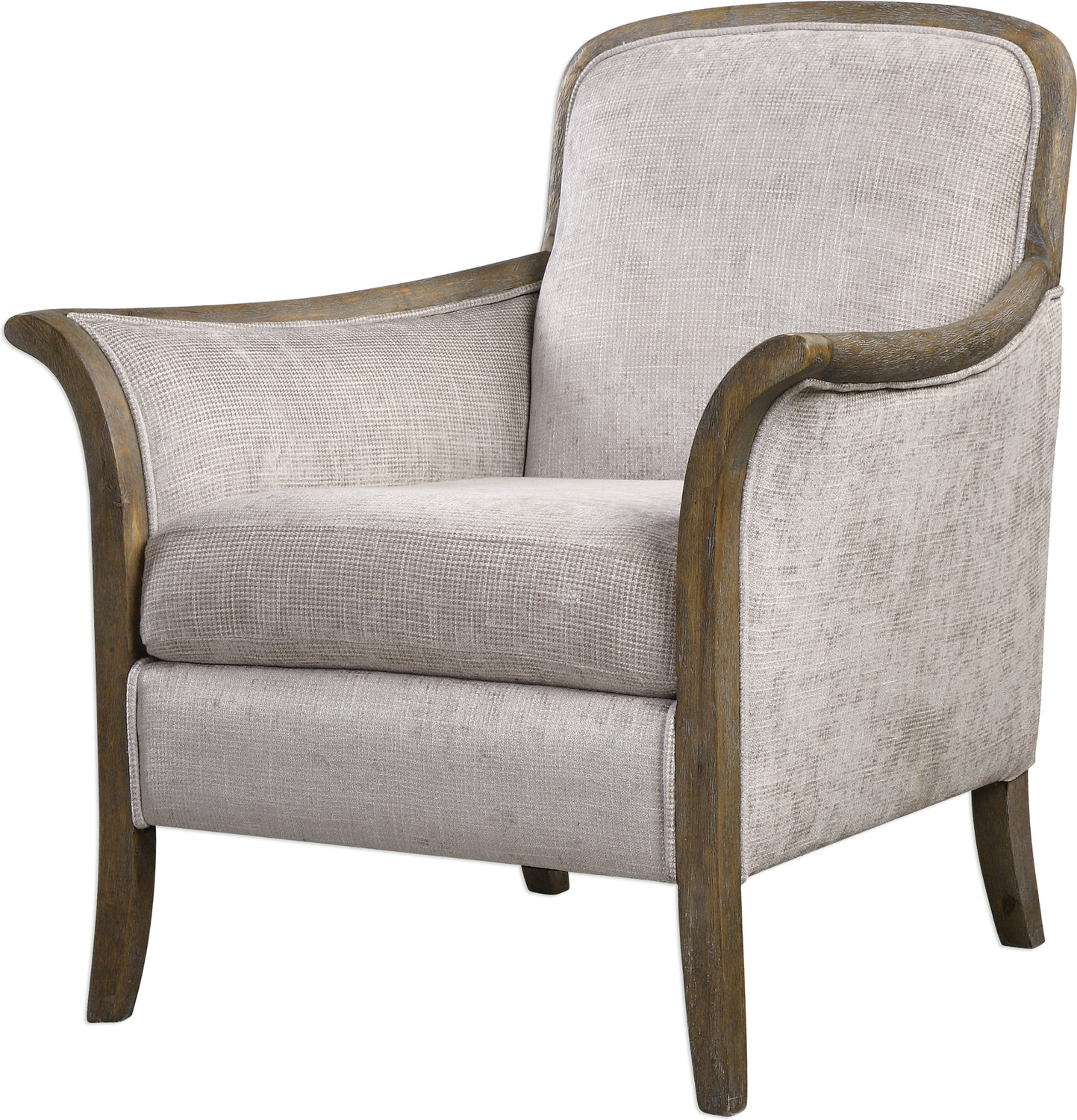 leather swivel arm chair Uttermost  Accent Chairs & Armchairs Solidly Constructed Chair Featuring Exposed Hardwood Finished In A Weathered Pecan And Tailored In Soft And Woven Shades Of Taupe And Stone. Welting Adds To The Elegance Of Itâ€™s Shape Amplifying Fluid Lines All The Way Down To The Tapered Legs. Seat Height Is 19â€�.