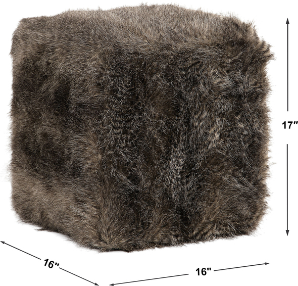 cheap accent bench Uttermost  Ottomans & Poufs Use As A Standalone Accent Or Double Up As A Bench, This Plush Ottoman Is Wrapped In A Soft Animal Inspired Faux Fur In Charcoal Brown Tones.