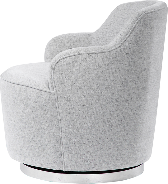 swivel occasional chair Uttermost  Accent Chairs & Armchairs Casually Sloped For Maximum Comfort, This Accent Chair Is Tailored In Light Gray With Charcoal Graining. Rests On A Stainless Steel Plinth Swivel Base, Finished In Polished Nickel. Seat Height Is 18".
