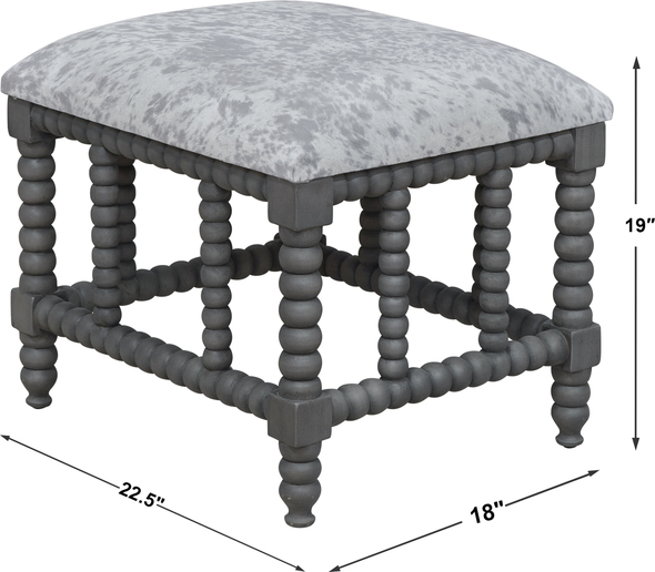 red upholstered bench Uttermost Small Benches Ranch And Modern Lodge Styles Converge To Create This Plush, Upholstered Bench. The Cushioned Seat Is Wrapped In A Light Gray And White Faux Cow Hide, Accented By A Dry French Gray Stained Base Turned From Solid Plantation Grown Mahogany Wood.