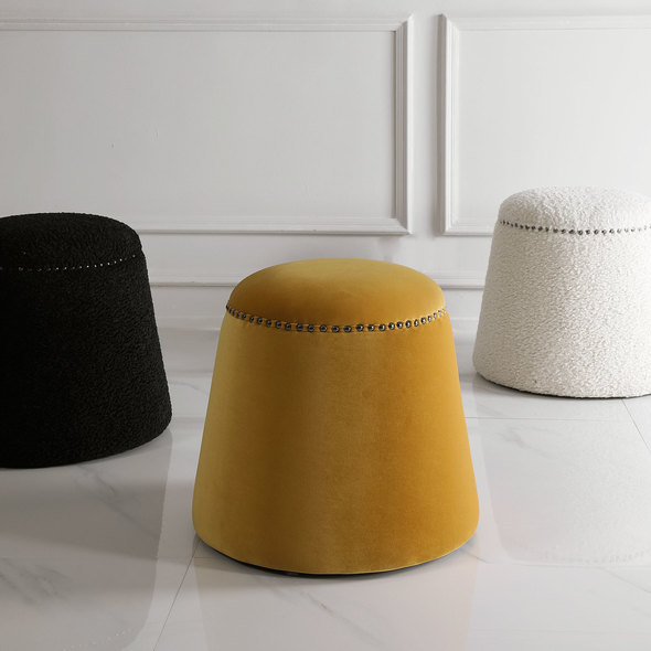 nautical accent chair Uttermost  Ottomans & Poufs This Plush Ottoman Is Covered In A Luxurious Mustard Yellow Velvet With Black Nickel Nail Head Details. Versatile And Stylish, This Piece Can Be Used As A Seat Or Footrest, Grouped Together Or As A Singular Accent Piece.
