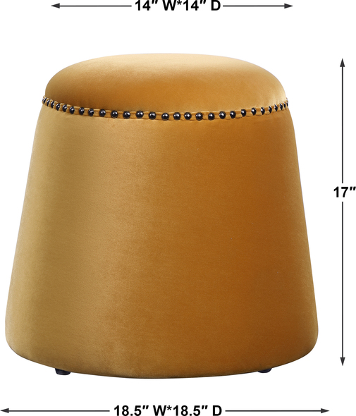 nautical accent chair Uttermost  Ottomans & Poufs This Plush Ottoman Is Covered In A Luxurious Mustard Yellow Velvet With Black Nickel Nail Head Details. Versatile And Stylish, This Piece Can Be Used As A Seat Or Footrest, Grouped Together Or As A Singular Accent Piece.
