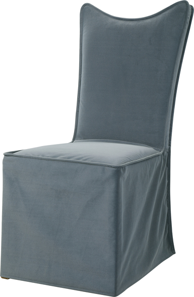 velvet wingback accent chair Uttermost  Accent Chairs & Armchairs Luxurious Velvet Slipcover Chair In A Light Smoke Gray With A Tailored Double Stitched Design And Welt Trim, Featuring A Concealed Zipper Back. Slipcovers Packaged Separately. Sold As A Set Of 2. Seat Height Is 19".