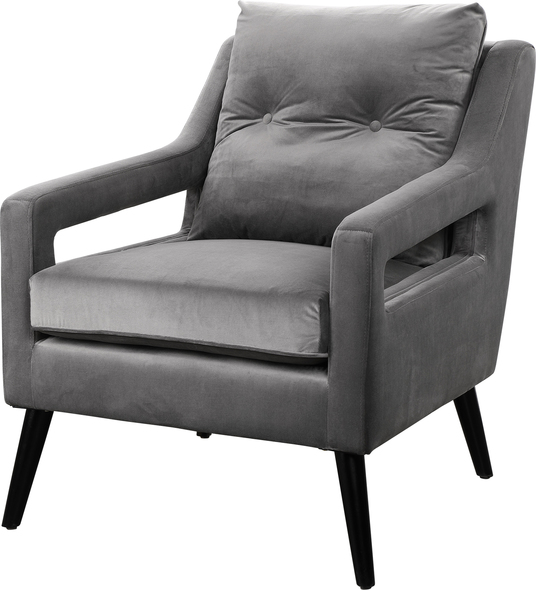 living room accent chairs ideas Uttermost  Accent Chairs & Armchairs A Nod To Classic Scandinavian Style, This Open Arm Style Chair Is Tailored In A Luxurious Smoke Gray Velvet With A Button Tufted Back Cushion And Matte Black Finished Wood Legs. Seat Height Is 19".