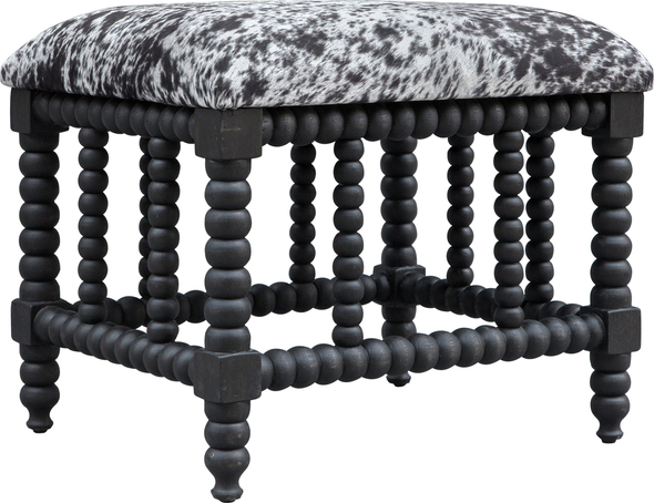 modway accent chair Uttermost Small Benches Ranch And Modern Lodge Styles Converge To Create This Plush, Upholstered Bench. The Cushioned Seat Is Wrapped In A Charcoal Gray And White Faux Cow Hide, Accented By A Matte Black Stained Base Turned From Solid Plantation-grown Mahogany Wood.