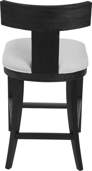 black bar height stools Uttermost Bar & Counter Stools This Modern Take On A Klismos Design Features A Curved Rubber Wood Frame That Has Been Wire Brushed And Rubbed In A Charcoal Black Stain, Paired With A White Slubbed Performance Fabric Cushion. Seat Height Is 26".