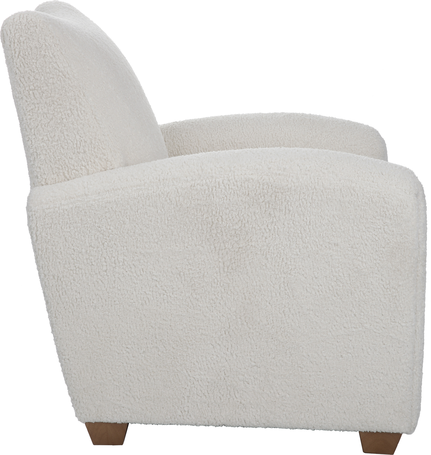 small sitting chair for living room Uttermost  Accent Chairs & Armchairs With Its Curved Track Arms And Supportive Back, This Cozy Accent Chair Is The Perfect Balance Of Comfort And Style.  Fully Upholstered In A Soft Off White Faux Shearling And Accented By Walnut Stained Wooden Feet. Seat Height Is 18".