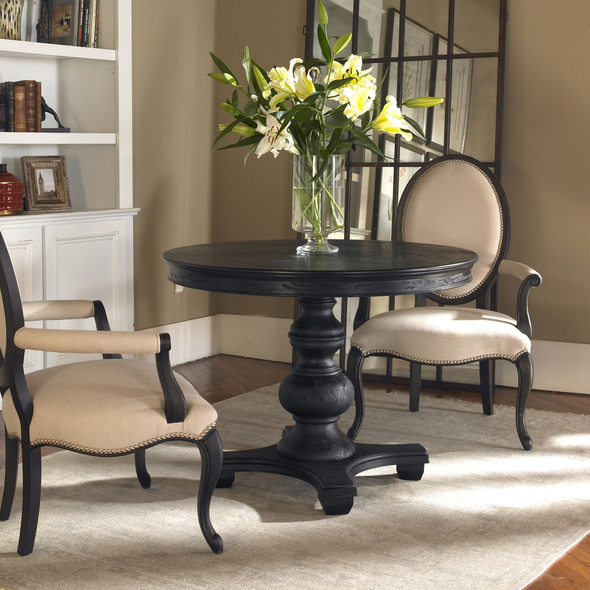 small foyer table Uttermost Accent & End Tables An Elegant Entryway Table Or Small Dining Table, Featuring Detailed Moldings And A Stylish Turned Baluster In A Satin Black Finish With Subtle Pine Wood Grain. Carolyn Kinder