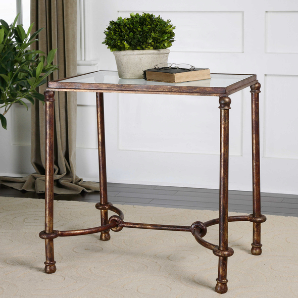 used end tables for sale near me Uttermost Accent & End Tables Inspired By Ancient Horse Bridles, This End Table Of Forged Iron Is A Blending Of Rings And Curves Finished In Rustic Bronze Patina. The Top Is Made Of Clear, Tempered Glass. Matthew Williams