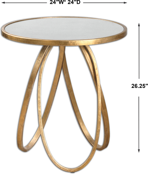 coffee table ornaments Uttermost Accent & End Tables Graceful Loops Of Hand Forged Metal Finished In A Lightly Glazed Gold Leaf With An Antique Mirror Top.