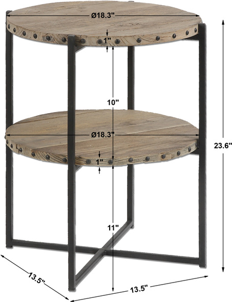 tall sofa table Uttermost Accent & End Tables Double Layered Table Features Recycled Elm Wood Accented With Nail Details On An Iron Frame. Solid Wood Will Continue To Move With Temperature And Humidity Changes, Which Can Result In Small Cracks And Uneven Surfaces, Adding To Its Authenticity And Character.
