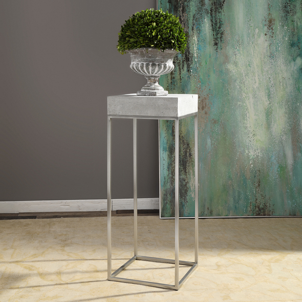 metal coffee table base Uttermost Plant Stand This Modern Industrial Plant Stand Combines Solid Handmade Concrete, Atop A Simple Stainless Steel Base.
