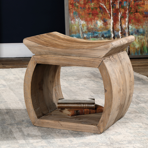 room accent chair Uttermost Accent Stools Built Of 100% Reclaimed Elm Wood, Featuring An Eye-catching Scooped Seat. Each Piece Is Complete With Rich Graining, Distress Marks And Shading, Showcasing The Unique History Of Each Board. Solid Wood Will Continue To Move With Temperature And Humidity Changes, Which Can Result In Small Cracks And Uneven Surfaces, Adding To Its Authenticity And Character.