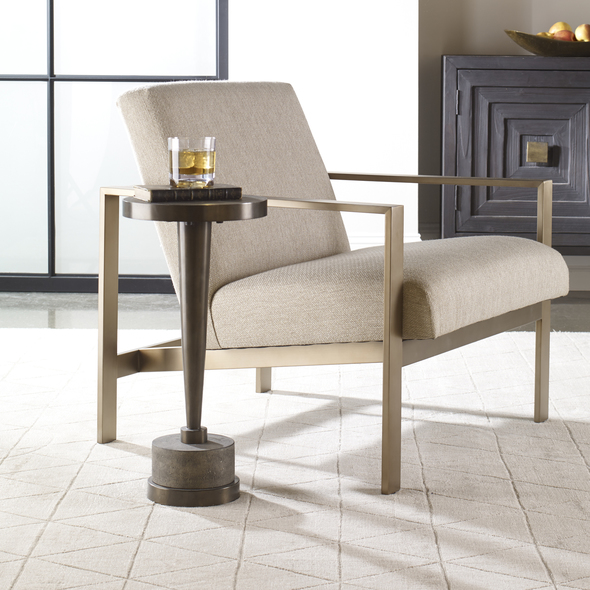 coffee table and chair set Uttermost Accent & End Tables A Perfect Landing Spot For A Drink Or A Book, This Mixed Material Accent Elevates The Industrial Feel Of Natural Gray Concrete With Modern Accents Of Oxidized Bronze Steel.