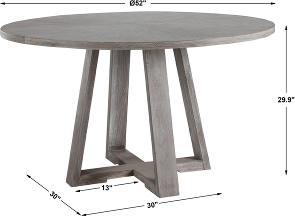black and wood table Uttermost  Dining Table With Clean Casual Styling, This Dining Table Features A Richly Grained Oak Veneer Inlaid Top Finished In A Soft Gray With Hints Of Brown Undertones, Atop A Sturdy Elm Wood Trestle Base. Solid Wood Will Continue To Move With Temperature And Humidity Changes, Which Can Result In Cracks And Uneven Surfaces, Adding To Its Authenticity And Character.