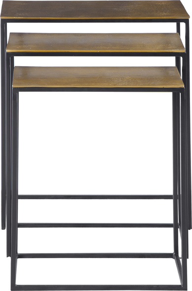 glass side tables living room Uttermost Accent & End Tables Functional Nesting Tables Constructed In An Aged Black Iron, Featuring A Cast Textured Aluminum Slab Top Finished In A Plated Antique Gold.