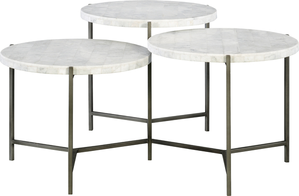 coffee table set for sale Uttermost Cocktail & Coffee Tables Clean Contemporary Styling Is Featured In This Tiered Coffee Table Design With White Marble Tops, On A Forged Iron Base In A Gunmetal Silver Finish.