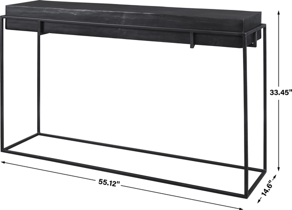 small modern console table Uttermost Console & Sofa Tables With Modern Minimalist Styling, This Console Table Features A Thick Cast Aluminum Top With Natural Texturing Finished In A Dark Oxidized Black, Resting In A Coordinating Aged Black Iron Base.
