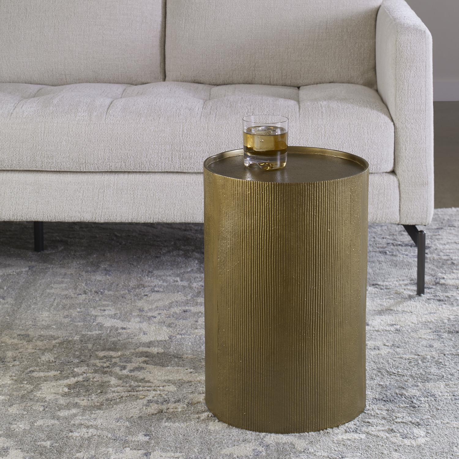 home goods accent tables Uttermost Accent & End Tables The Adrina Accent Table Features A Versatile Design In Cast Aluminum With A Heavily Textured Reeded Exterior Finished In A Beautiful Antique Gold.