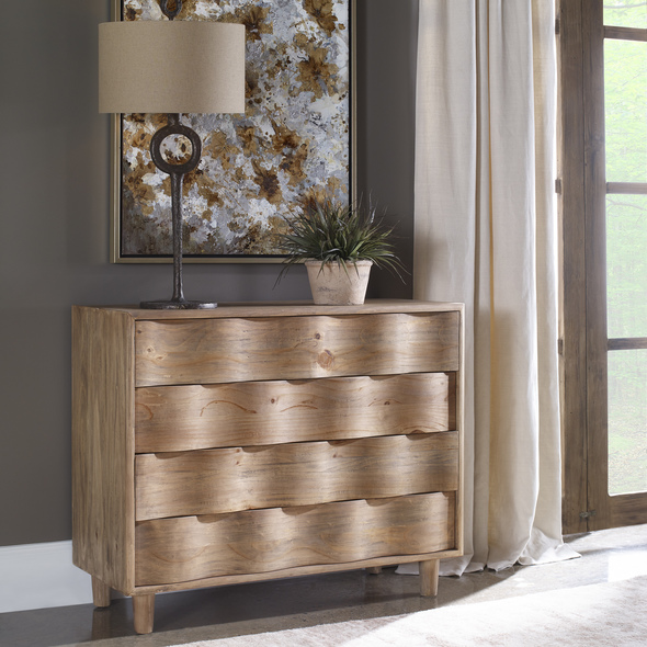 bedside cabinet with doors Uttermost Chests & Cabinets Chests and Cabinets Mid-century Modern Inspired With An Updated Appeal, Layered In A Striking Pine Veneer Finished In A Natural Light Oak Rustic Stain. Each Rippled Drawer Face  Features A Canted Hand Grab For Ease Of Use.