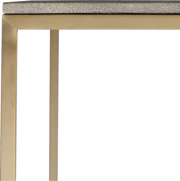glass coffee and end table sets Uttermost Cocktail & Coffee Tables Inspired By Modern Styling, This Coffee Table Features A Beveled Faux Shagreen Wrapped Top In Charcoal Gray Paired With A Sleek Stainless Steel Base Finished In Brushed Brass.