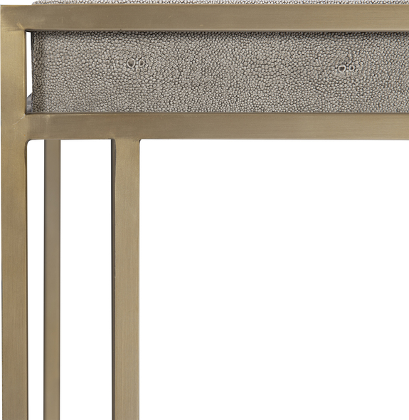 black metal console table Uttermost  Console Table Exhibiting A Modern Minimalist Design, This Tray Style Console Table Features A Rich, Charcoal Gray Faux Shagreen Paired With A Plated Brushed Brass Steel Frame.