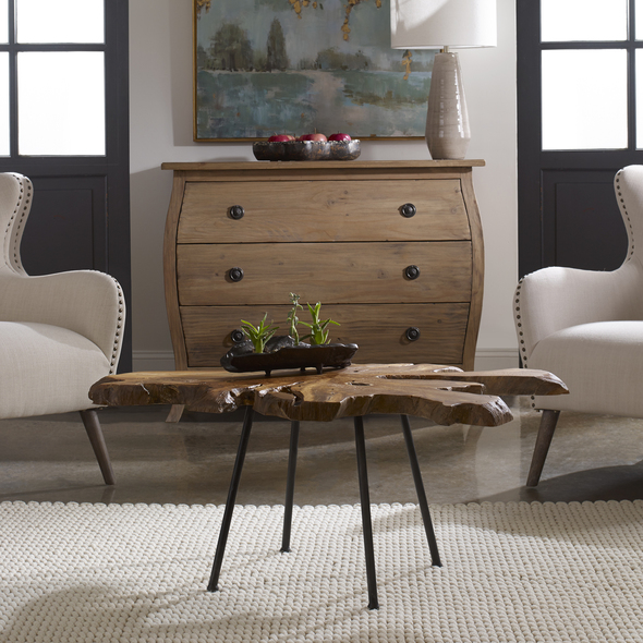 clear console table Uttermost Accent & End Tables Featuring Solid Wood Construction, This Coffee Table Is Topped With A Deeply Grained Cross Section Of Natural Teak Wood With Light Honey Glazing, Paired With Aged Black Finished Iron Legs. Sizes And Grain Pattern May Vary Due To The Authentic Nature Of The Design.