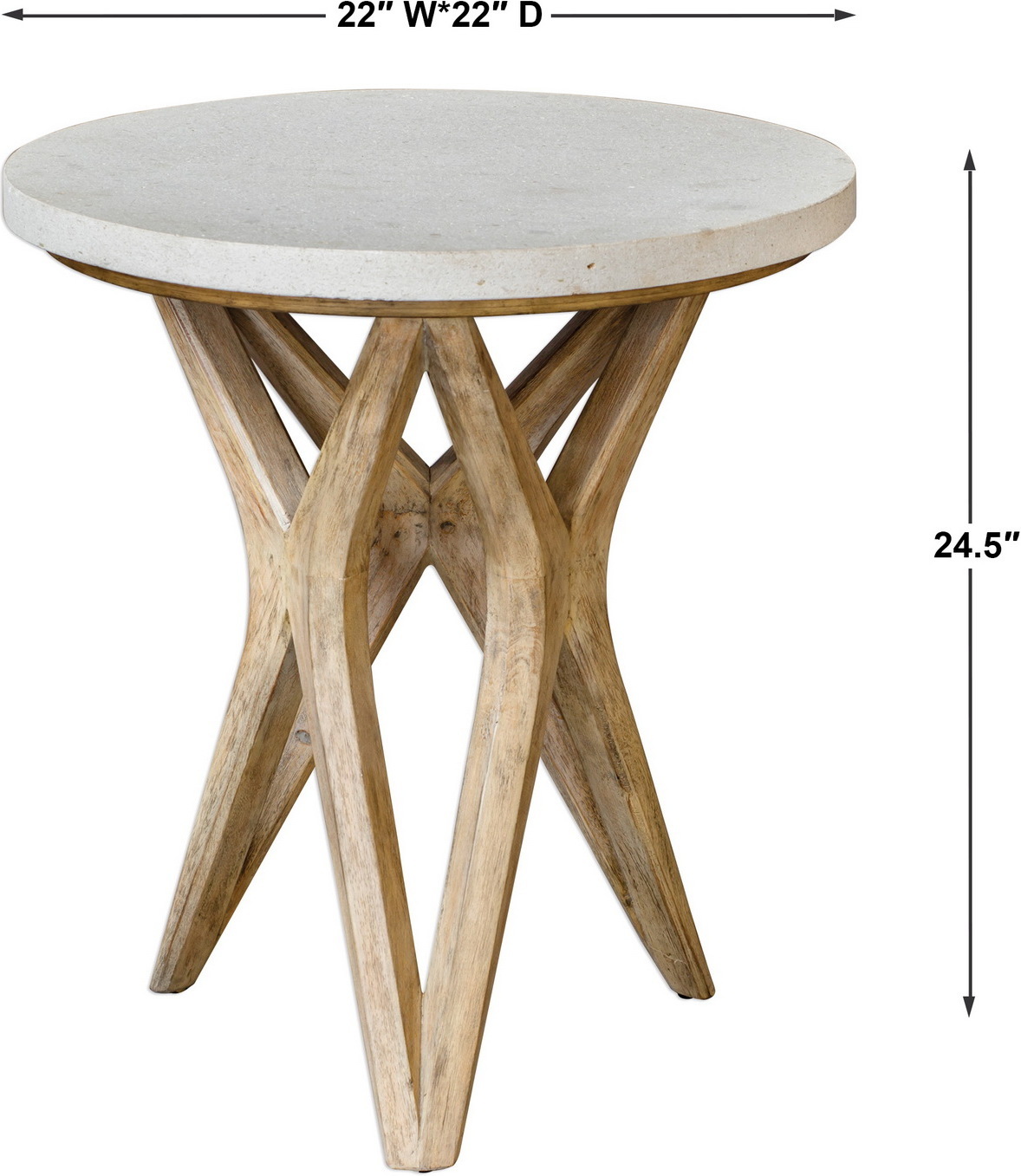 stool table Uttermost Accent & End Tables Accent Tables Handcrafted From Solid Mixed Woods With An Natural Ivory Limestone Top, On A Geometric Base Finished In A Warm Oatmeal Wash. True To The Characteristics Of Natural Stone, Each Piece Will Have Unique Coloration And Veining. Solid Wood Will Continue To Move With Temperature And Humidity Changes, Which Can Result In Cracks And Uneven Surfaces, Adding To Its Authenticity And Character.