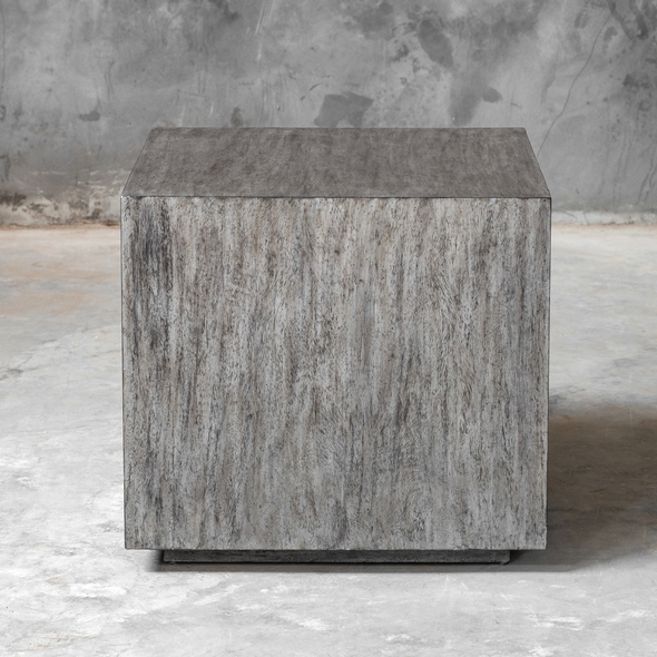 oak nest of tables Uttermost Accent & End Tables Featuring A Low Profile, This Modern Side Table Is Layered In A Warm Metallic Gray Finished Veneer With A Floating Pedestal Base.