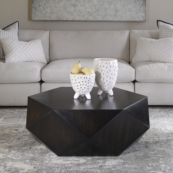 3 piece white coffee table set Uttermost Cocktail & Coffee Tables This Unique Geometric Table Features A Low Profile, Perfect For Viewing The Sunburst Top In Mango Veneer With A Worn Black Finish With Natural Distressing, Rubbed To Reveal Honey Undertones.