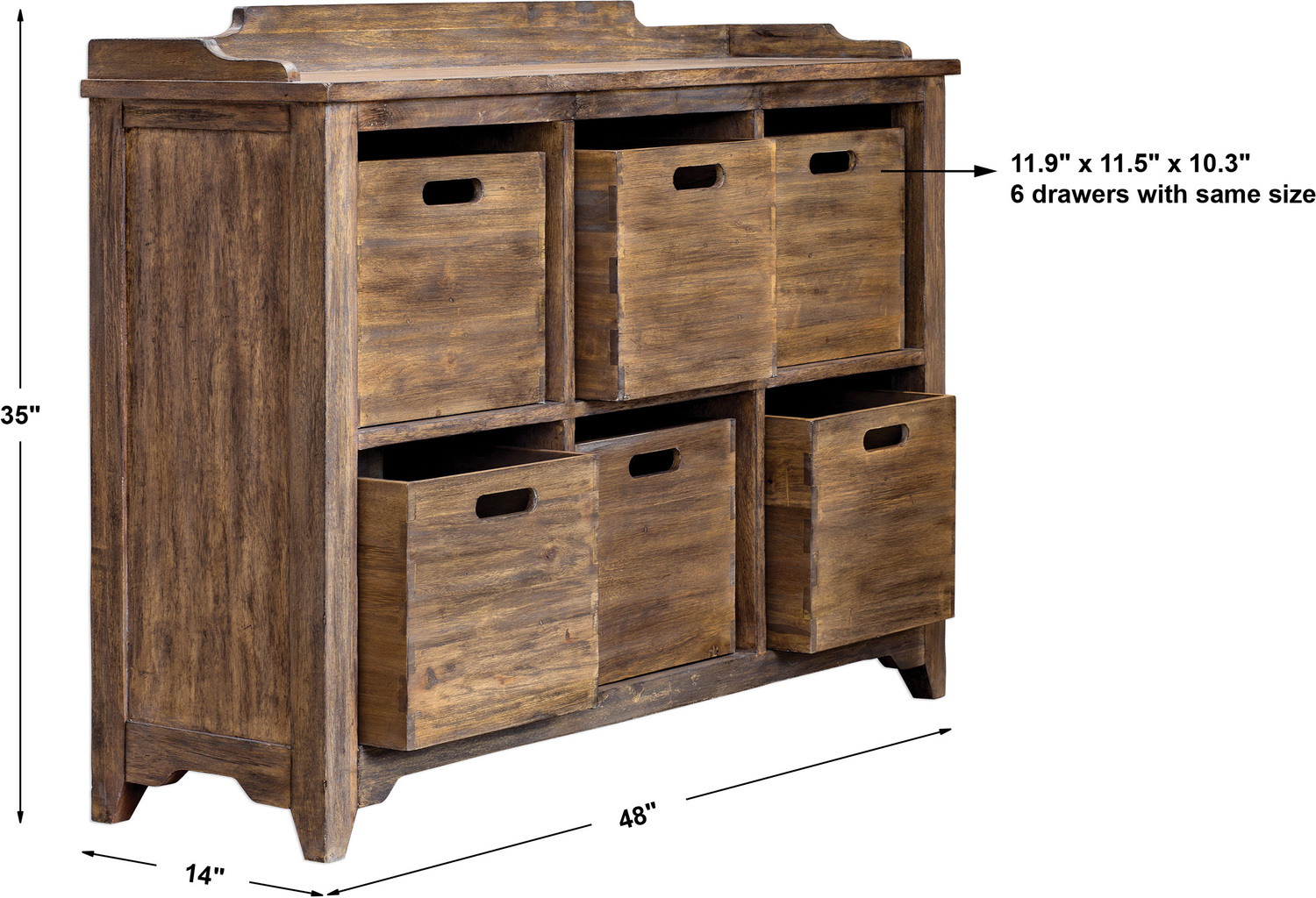 chest of drawers for kitchen storage Uttermost  Hobby Cupboard Craftsman Built Of Select Hardwoods Hand Finished In Driftwood With A Gray Wash. Features A Decorative Tray Styled Top And Six Solid Mahogany Dovetail Bins. Keep Handle Openings Facing Out For Ease Of Use Or Turn To Show Solid Sides For More Concealed Storage.
