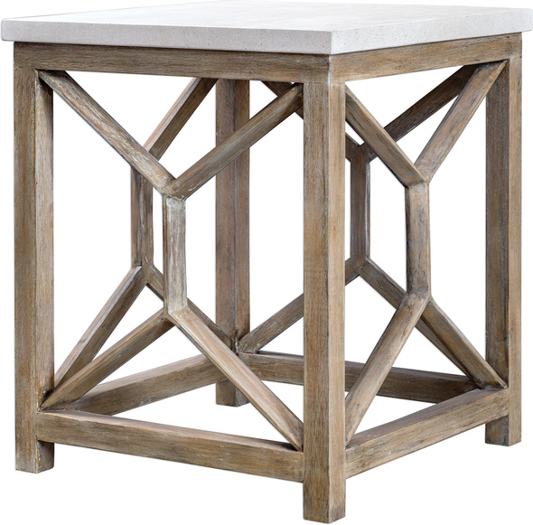 living table set Uttermost Accent & End Tables Handcrafted From Solid Mixed Woods With An Natural Ivory Limestone Top, On A Geometric Base Finished In A Warm Oatmeal Wash. True To The Characteristics Of Natural Stone, Each Piece Will Have Unique Coloration And Veining. Solid Wood Will Continue To Move With Temperature And Humidity Changes, Which Can Result In Cracks And Uneven Surfaces, Adding To Its Authenticity And Character.