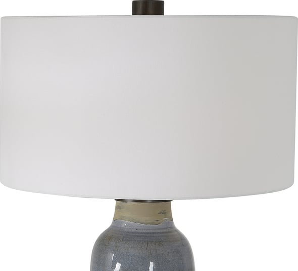 see through lamp Uttermost Slate Blue Table Lamp This Table Lamp Lends A Touch Of Old-world, Handcrafted Style With This Ceramic Base Finished In A Distressed Slate Blue Glaze Accented With Oil Rubbed Bronze Accents.