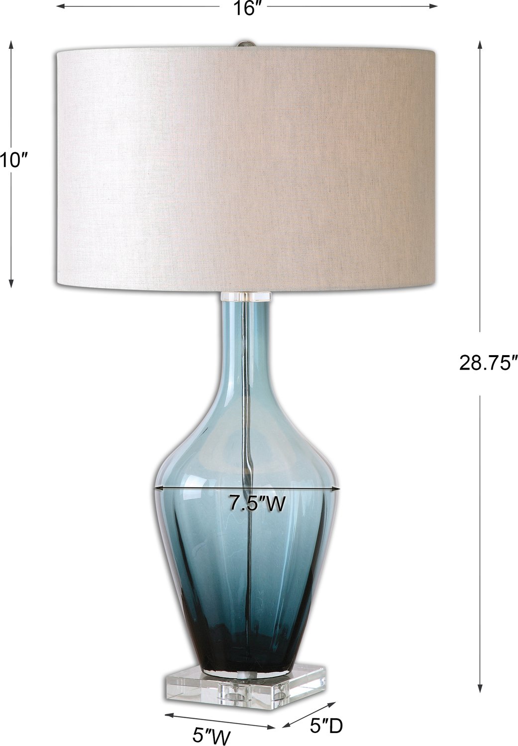 Uttermost Blue Glass Table Lamps Table Lamps Translucent Dark Azure Blue Glass Accented With Crystal Details.