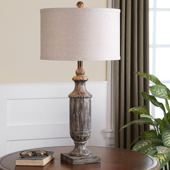 vintage brass lamp shade Uttermost Aged Dark Pecan Lamp Table Lamps Aged Dark Pecan Stain With A Burnished Wash And Off White Paint Drips.