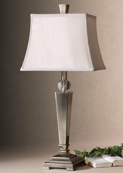 modern outdoor fireplace designs Uttermost Table Lamp Plated Coffee Bronze Metal With A Crystal Ball Accent.