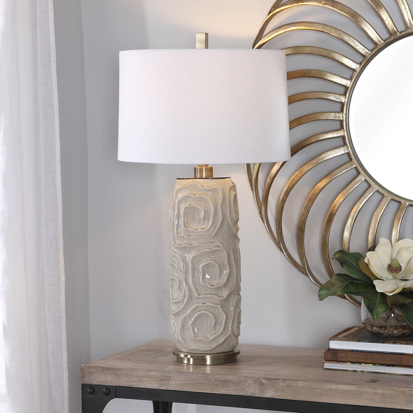 clear globe lamp Uttermost Zade Warm Gray Table Lamp This Ceramic Table Lamp Features A Geometric Patterned Design And Is Finished In A Light Warm Gray Crackled Glaze, Accented With Brushed Nickel Hardware.